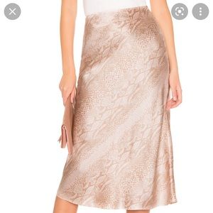 Amanda Uprichard Paulina Light Pink Slip Skirt Snake Print 100% Silk Small